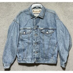 VTG 80s GUESS by Georges Marciano Mens Medium Black Denim Jacket Made USA Grunge